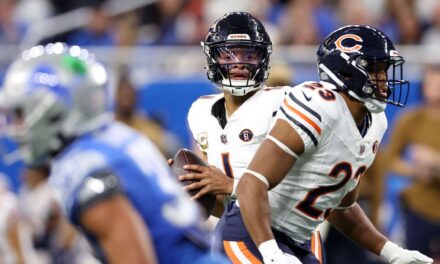 Justin Fields de los Bears y DJ Moore se conectan en un touchdown de 39 yardas