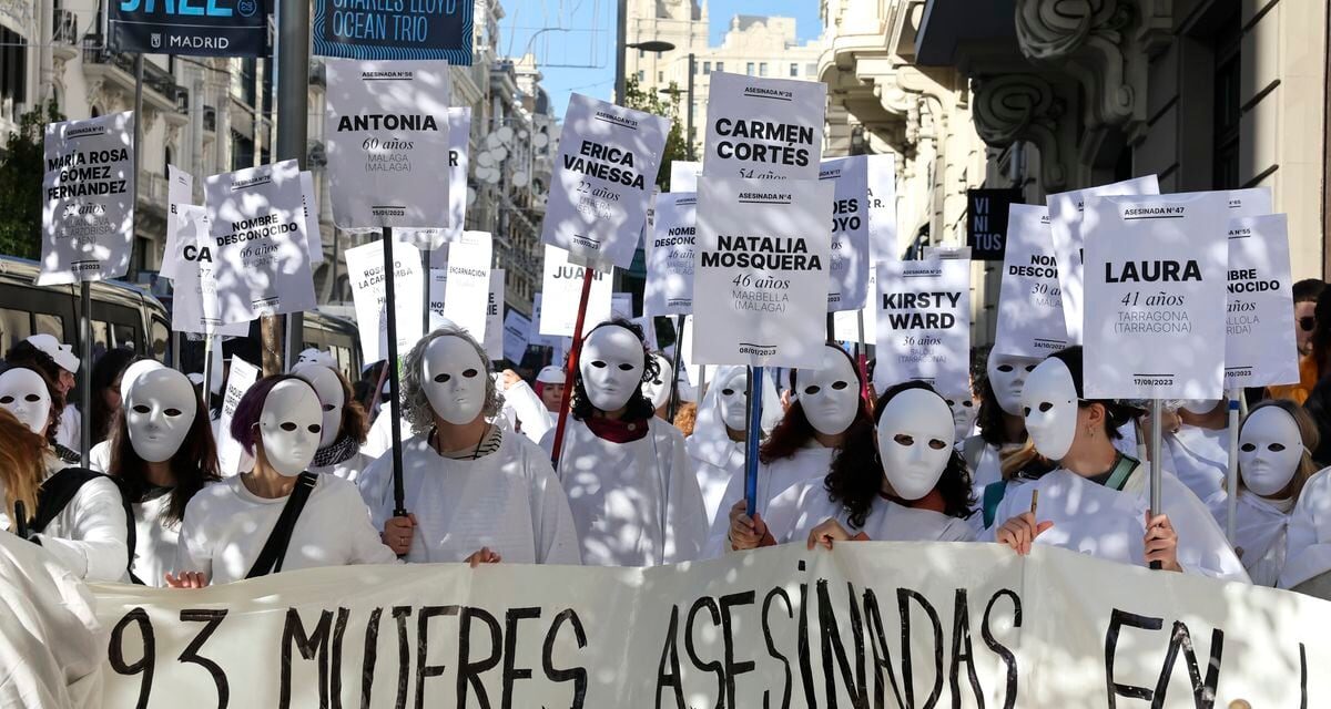 Manifestaciones del 25-N, en directo |  Miles de personas protestan en Madrid contra la violencia machista en una marcha a la que ha acudido la nueva ministra de Igualdad |  Sociedad