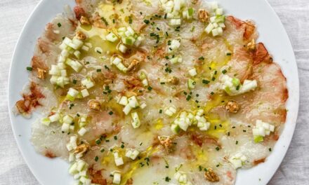 ’Carpaccio' de gambones con manzana y lima |  El Comidista |  gastronomia