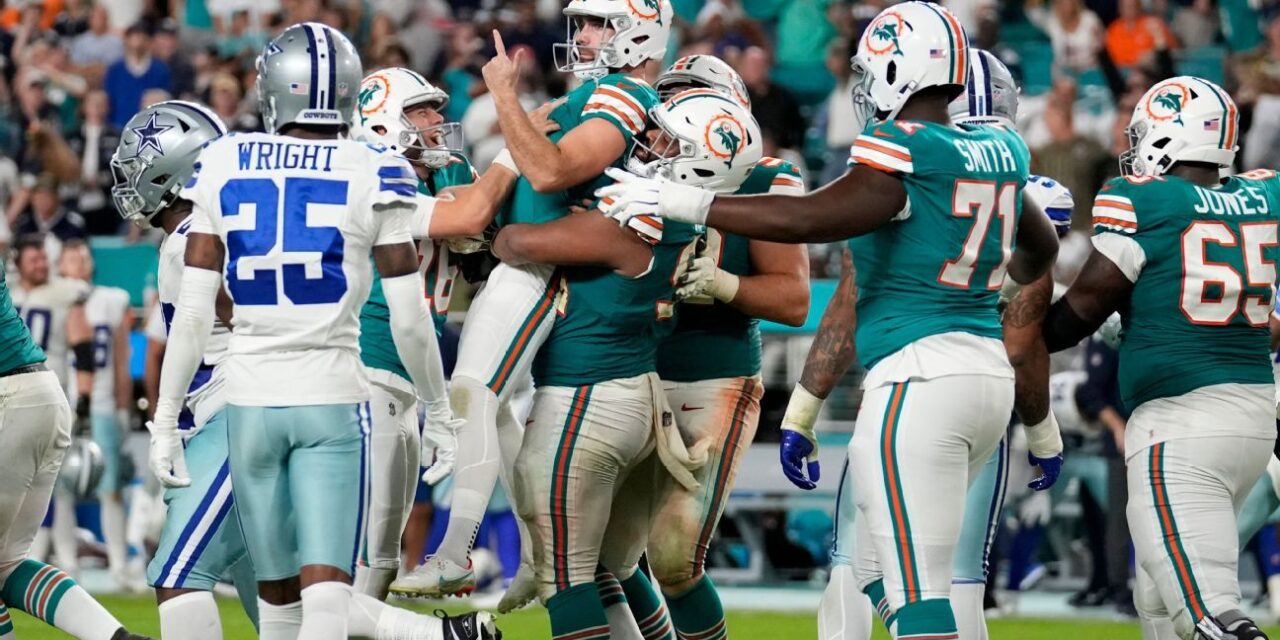 Los Dolphins superan a los Cowboys y aseguran un lugar en los playoffs con un gol de campo de último segundo